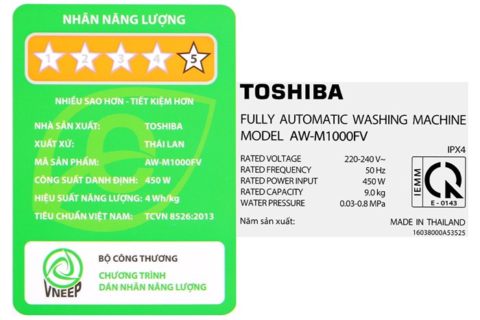 Máy Giặt Toshiba 9 Kg AW-M1000FV(MK)
